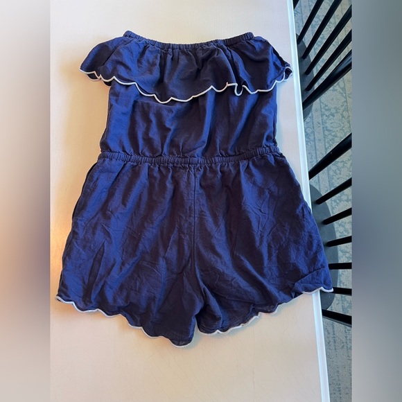 Vineyard Vines Womens Navy Strapless Ruffled Scalloped Romper Size XS - Picture 12 of 14